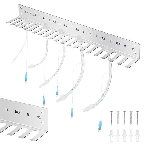 Endotracheal Tube Holder 304 Stainless Steel Rack Wall Hanging Frame Endotracheal Tube Holders Intubation Hanger for Veterinary Equipment Supplies(22.44 inches, 2.0-12) in Kuwait