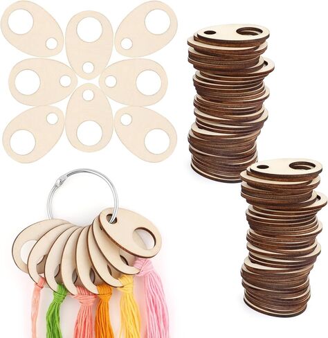 101pcs قطرات الخيط الخشبي ، 1.97x1.38 بوصة من منظم خيط التطريز مع طيور خيط البكرات لتخزين الخياطة DIY ، لوازم الحرفية (النمط أ) in Saudi Arabia