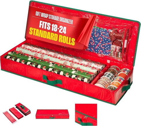 Handy Laundry Gift Wrap Storage Organizer, Easily organize Wrapping Paper, Ribbons, Bows, Scissors, Fits 18-24 Standard Rolls, Keeps Gift Supplies in Perfect Condition & Ready for Next Season, (Black) in Kuwait