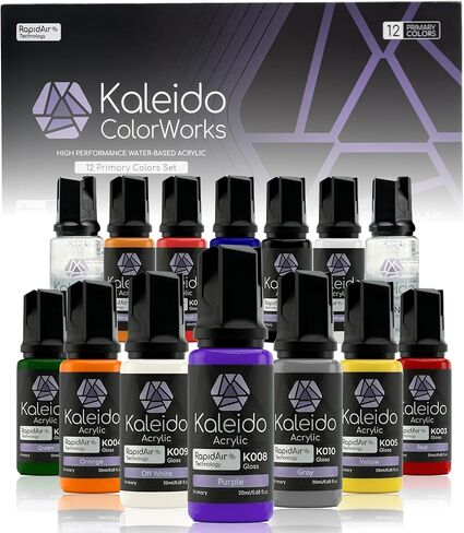 Gaahleri Kaleido Metal 12-Color Set – Water-Based Acrylic, Metallic Airbrush Paint Kit for Car Models, Gundam,Gunpla,Mecha,Pre-Thinned, High Gloss, Fast-Drying, with Thinner & Cleaner in Saudi Arabia
