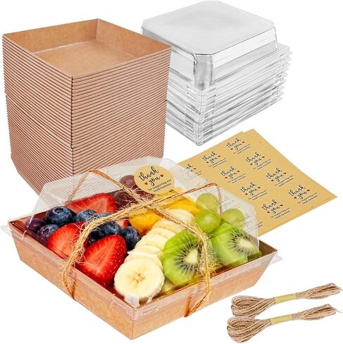 Charcuterie Boxes with Clear Lids (50 Pack),Mini Charcuterie Containers,To Go Paper Small Charcuterie Boxe,Disposable Food Box Container - Pastry,Cookie,Sandwich, Cake,Dessert,Snack in Saudi Arabia