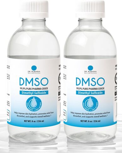 DMSO Liquid 4 oz – 99.9% Pure Pharma Grade Dimethyl Sulfoxide | Low Odor | Fast-Absorbing Topical | Amber Glass Dropper | Made by Dr. Robaina in Kuwait