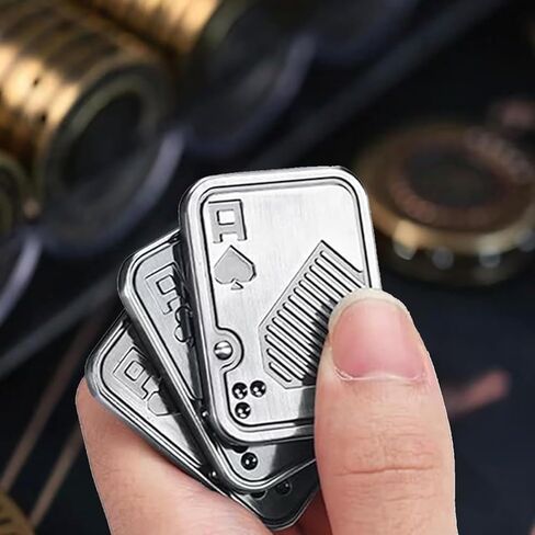 Triple EDC Fidget Slider Toys للبالغين البوكر A Card Card Autism ADHD Cool EDC Toys-Triple Silver Poker A in Kuwait