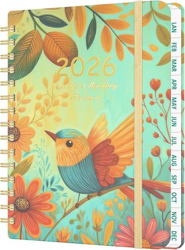 2026 Weekly and Monthly Planner - 2026 Hardcover Calendar Planner, Jan. 2026 - Dec. 2026, Daily Agenda Book with Tabs, Twin-Wire Binding, Back Pocket, School Teacher Student Supplies, A5(6.3" x 8.5") (Cat) in Kuwait