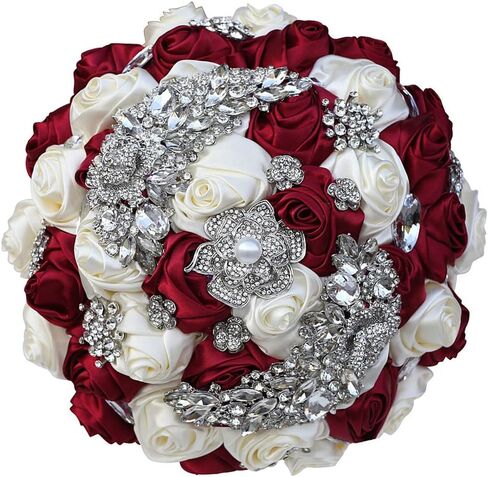 7.1" Handmade Satin Rose Bridal Bouquet Toss Round Wedding Bouquet Throw Toss Artificial Flower Bunch Pale Gold in Saudi Arabia