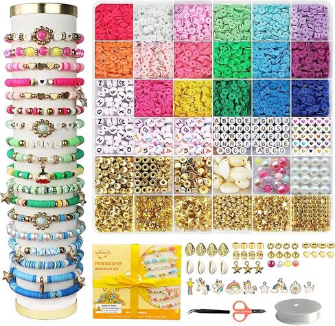 iumulinrui Friendship Bracelet Kit Concert Bracelets Merch, 5200 Pcs Clay Beads Bracelet Making Kit Tricolor Letter Bead, Jewelry Set with Pendant, DIY Craft Gifts Suitable for Beginners in Saudi Arabia