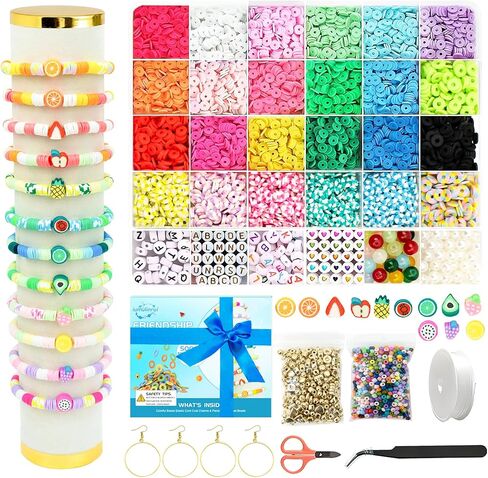 أساور سوار الصداقة Iumulinrui أساور الموسيقية Merch ، 5200 PCS Clay Beads Make Making Bead Tricolor Bead ، مجوهر in Kuwait
