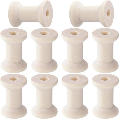 Pndeyo 8pcs كبات خشبية من الحرف اليدوية ، كبات خيط الخشب الطبيعي الفارغ ، بكرة النسيج الخشبية غير المكتملة لتنظيم سلاسل الشريط خيوط الحبل in Kuwait