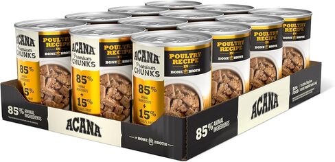 ACANA Premium Chunks in Bone Broth Grain-Free Wet Dog Food Variety Pack: Beef + Poultry Recipes 12.8oz Cans (6 Count, 3 of Each) in Kuwait