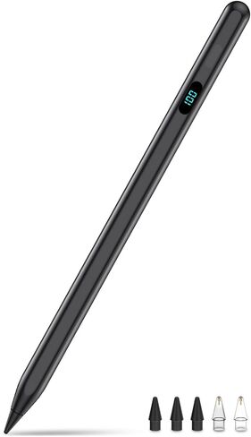 قلم رصاص iPad مع مغناطيسي و 5 نصائح إضافية ، شحن USB-C أسرع ، قلم القلم المتوافق مع iPad 6-11th/A16 ، الهواء M3/M2/3-5 ، Pro M4/11/12.9/13inch ، Mini 5-7th/A17Pro (أبيض) in Kuwait