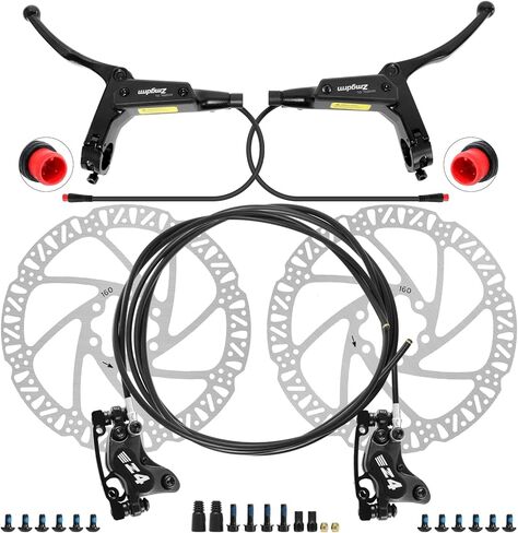 4-Pistons E-Bike Hydraulic Disc Brake Set, 2-PIN Electric Power-Off Hydraulic Brakes Set with 160mm Rotors, Pre-Bled with Mineral Oil Brakes Kit for eBike, MTB, Electric Scooters in Kuwait