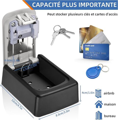 Key Lock Box, Weatherproof Key Box, Heavy Duty Key Box with 4 Digit Code for Home, Garage, Airbnb, Grey in Saudi Arabia