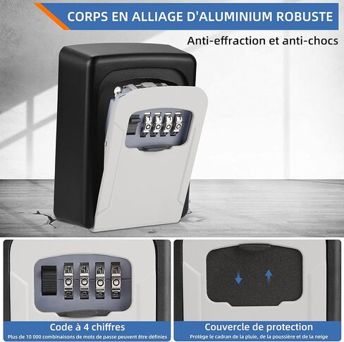 Key Lock Box, Weatherproof Key Box, Heavy Duty Key Box with 4 Digit Code for Home, Garage, Airbnb, Grey in Saudi Arabia