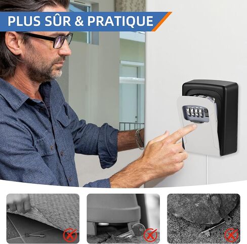 Key Lock Box, Weatherproof Key Box, Heavy Duty Key Box with 4 Digit Code for Home, Garage, Airbnb, Grey in Saudi Arabia