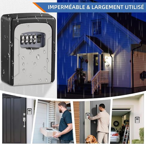 Key Lock Box, Weatherproof Key Box, Heavy Duty Key Box with 4 Digit Code for Home, Garage, Airbnb, Grey in Saudi Arabia