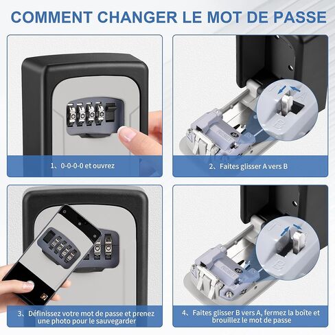 Key Lock Box, Weatherproof Key Box, Heavy Duty Key Box with 4 Digit Code for Home, Garage, Airbnb, Grey in Saudi Arabia