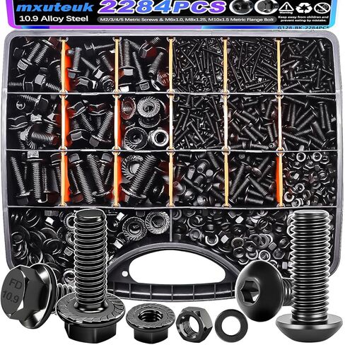 MxUteuk 500pcs طقم صغير للمكسرات والبراغي ، M2 M2.5 M3 M4 M5 متري براغي ، 304 من الفولاذ المقاوم للصدأ الترباس والجوز لمشاريع DIY ، والالكترونيات ، والإصلاحات in Kuwait
