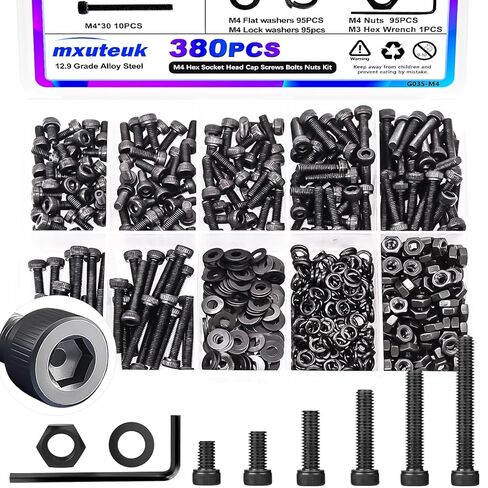 MxUteuk 500pcs طقم صغير للمكسرات والبراغي ، M2 M2.5 M3 M4 M5 متري براغي ، 304 من الفولاذ المقاوم للصدأ الترباس والجوز لمشاريع DIY ، والالكترونيات ، والإصلاحات in Kuwait