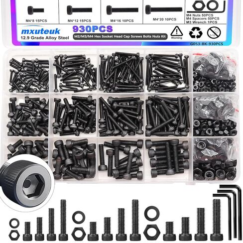 MxUteuk 500pcs طقم صغير للمكسرات والبراغي ، M2 M2.5 M3 M4 M5 متري براغي ، 304 من الفولاذ المقاوم للصدأ الترباس والجوز لمشاريع DIY ، والالكترونيات ، والإصلاحات in Kuwait