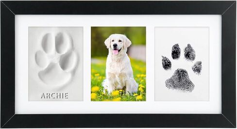 Seencool Paw Print Frame Kit,Dog/Cat Paw Print Kit with No Toxic Clay & No Mess Ink Pad,Pet Paw Print Impression Kit with Customization Tool,Wooden Pet Memorial Frame,DIY Dog Lover Gifts in Saudi Arabia