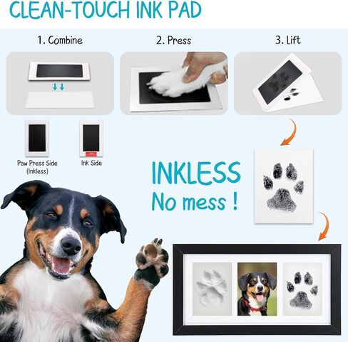 Seencool Paw Print Frame Kit,Dog/Cat Paw Print Kit with No Toxic Clay & No Mess Ink Pad,Pet Paw Print Impression Kit with Customization Tool,Wooden Pet Memorial Frame,DIY Dog Lover Gifts in Saudi Arabia
