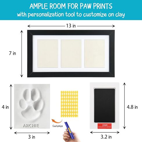 Seencool Paw Print Frame Kit,Dog/Cat Paw Print Kit with No Toxic Clay & No Mess Ink Pad,Pet Paw Print Impression Kit with Customization Tool,Wooden Pet Memorial Frame,DIY Dog Lover Gifts in Saudi Arabia