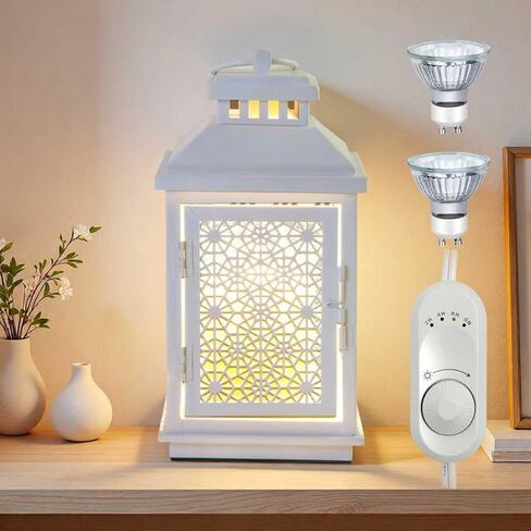 Candle Warmer Lamp with Timer, Farmhouse Candle Warmer Lantern Dimmable and Adjustable Auto Shut Off with 2 Bulbs House Warming Gifts New Home Fragrance Bedroom Decor -White Carved Flower in Saudi Arabia