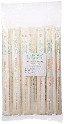 Celltreat 229201B Serological Pipet, 1mL Capacity, Sterile, Individually Wrapped/Bag (Case of 800),Yellow in Saudi Arabia