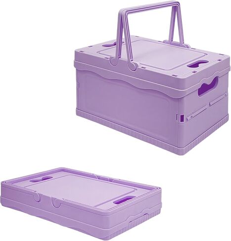 Tixill صناديق تخزين صغيرة قابلة للطي ، سلال بلاستيكية قابلة للطي مع أغطية ومقابض للتنظيم ، صناديق صغيرة قابلة للتكديس لمكتب حمام غرفة نوم المطبخ (الوردي) in Kuwait