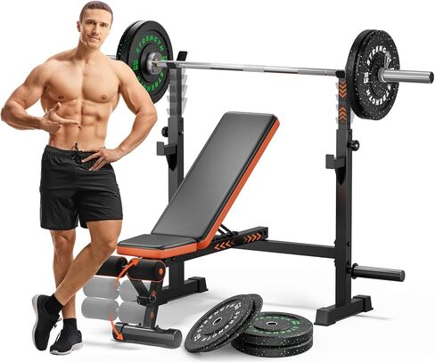Fostoy Adjustable Weight Bench with Leg Extension, Preacher Curl & Butterfly Arm, 990lbs Heavy Duty Bench Press for Full Body Home Gym Workout in Kuwait