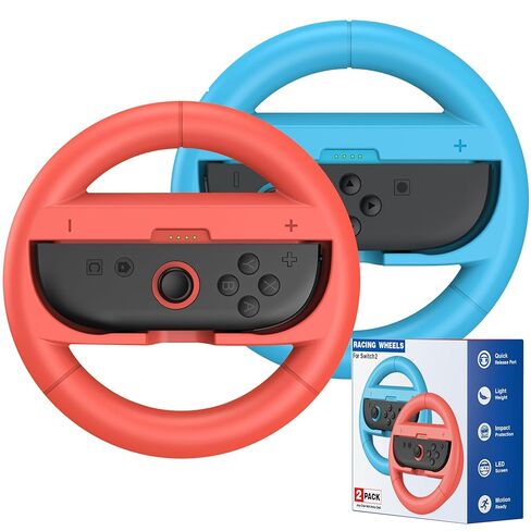 2 عبوات تبديل 2 عجلة القيادة متوافقة مع Nintendo Joycon 2 سباق العجلة متوافقة مع ماريو كارت العالم /8 ملحقات ديلوكس ، عجلات التوجيه متوافقة مع وحدة تحكم Joycon 2 in Kuwait