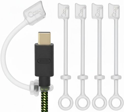 أغطية USB مريحة [4 قطع]/حبل لكابل Micro USB ومتوافق مع كابل شحن Apple (أسود) in Kuwait