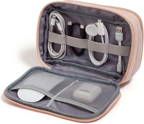 U Dual Zip Canvas Tech Organizer Pouch ، 7.8 "× 5" منظم الحمل ، وملحقات الكمبيوتر ، وهدايا السفر ، وهدايا السفر للرجال الذين لديهم كل شيء ، والالكترونيات in Kuwait