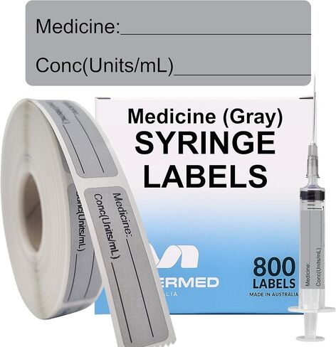 Medicine Conc (وحدات/مل) تسميات حقنة-مربع من 800 ملصقات تركيز الطب على لفة (CORE 1 "). 12 مم × 40 مم (حوالي 0.5" × 1.5 "). لاصق دائم خالي من اللاتكس. in Kuwait