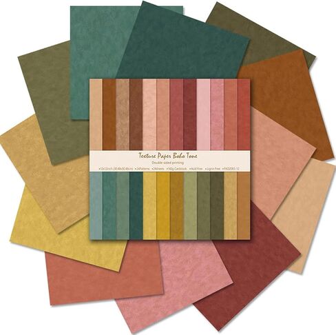 Scrapbook Paper 12x12 IN, 24 Sheets/24 Designs Double-Sided Textured Decorative Craft Paper for DIY Background Card Art Craft Making Photo Album -Boho Tone in Saudi Arabia