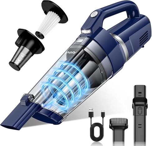 AHNR Handheld Vacuum Cordless, 16000PA Powerful Suction Hand Held Vacuum Dust Busters Cordless Rechargeable with LED Light & 2 HEPA Filters, Portable Car Vacuum Cleaner High Power for Car Home Office in Kuwait