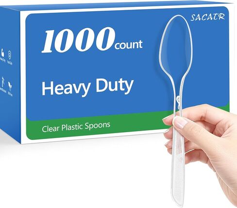 SACATR 360 COUNT ملاعق بلاستيكية واضحة يمكن التخلص منها ، ملاعق بلاستيكية متميزة ، خالية من BPA ، مقاومة للحرارة ، مناسبة للحفلات والأحداث والاستخدام اليومي in Kuwait