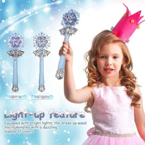 Snowflake Fairy Wand: Spray Light Up Princess Wand with Music for Girls Princess Cosplay Birthday Party Favors Blue (Without Batteries) in Kuwait