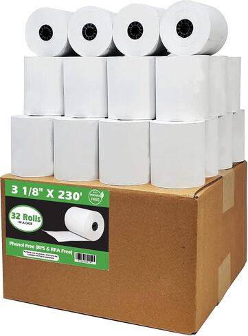 BPS Free Thermal Paper 3 1/8" x 230' ft (Also BPA & Phenol Free - 32 Rolls) Climate Friendly Receipt Rolls fits all Clover POS Cash Register Printers SCP700 TSP100 from BuyRegisterRolls in Saudi Arabia