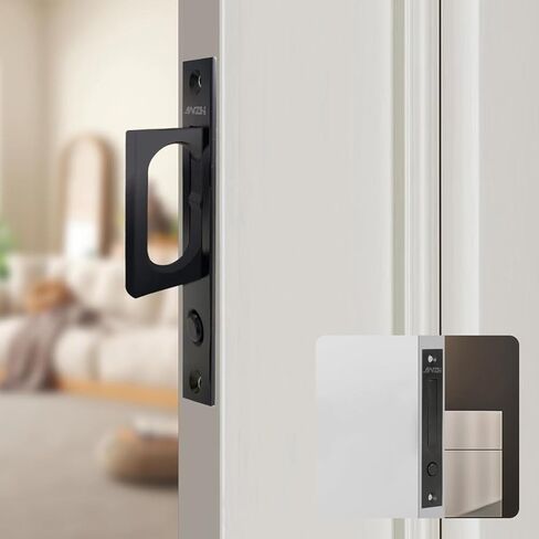 LWZH Brushed Nickel Pocket Door Edge Pull with Push Automatic Bounce Switch,Sliding Door Pull Hardware, Flush Hidden Handle（Black） in Saudi Arabia