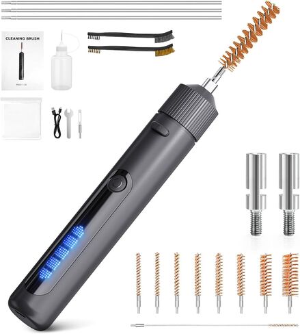 طقم تنظيف الأسلحة ، فرش كهربائية Universal Gun مع 9 رؤوس فرشاة ، سرعة مغناطيسية قوية 90R/دقيقة تساعدك على تنظيف أكثر كفاءة ، مناسبة لمعظم بندقية مسدس البندقية العيار ، إلخ in Kuwait