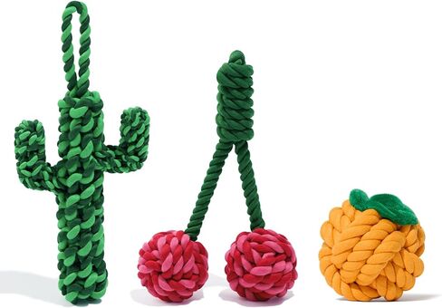 Vetreska Dog Rope Toys Dental Cleaning Toys Tug Of War Dog Toy To Toy Tough Rope Toy Though For Agrection Puppy Puppy Toys for Beining (Strawberry ، Tangerine & Coffee) in Saudi Arabia