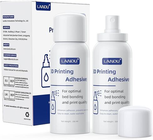 LANDU 3D Printing Adhesive, 3D Printer Build Plate Bed Adhesive Glue Reduces Warping for ABS, ASA, PLA, and PETG Filament Suitable for Various 3D Printing Beds, 3D Glue for 3D Printing - 150ml in Kuwait
