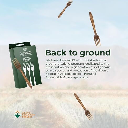 Sustainable Agave Co - Agave Fiber Forks - 24 Count - Biodegradable, Plant-Based, Made With Upcycled Materials - Brown, Bulk in Saudi Arabia