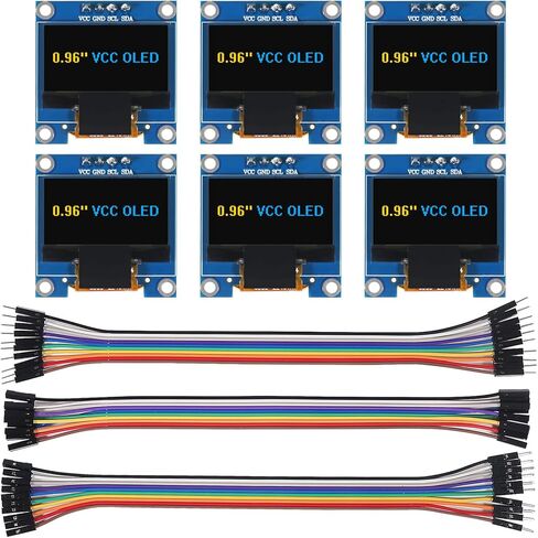 6pcs 0.96 بوصة OLED IIC I2C وحدة العرض SSD1306 128x64 شاشة شاشة LCD مع 30Pin Dupont كبلات Arduino (الشاشة الزرقاء) in Kuwait