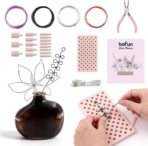 Bofun DIY الأسلاك الأسلاك مجموعة الحرف للبالغين- إنشاء باقات الأزهار المعدنية مع الأسلاك الألومنيوم والأدوات والروايات | الصفحة الرئيسية ديكو ، مركزية الزفاف ، حفلة ، هدية عيد ميلاد المرأة لأمي in Kuwait