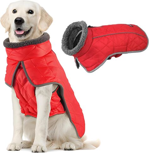 Fragralley Dog Coat Small, Waterproof Dog Jacket with Warm Fleece Lining, Adjustable Reflective Dogs Winter Coat, Turtleneck Pet Coats for Cold Weather (Green S) in Saudi Arabia