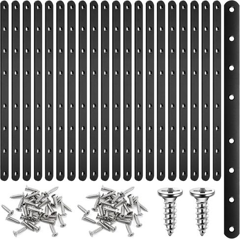 Zonon 20 Pcs Flat Mending Plate 12" Stainless Steel Straight Brackets Flat Straight Braces Metal Plate with Holes Mending Joining Plates Repair Fixing Bracket for Wood Connector with 160 Screws in Kuwait