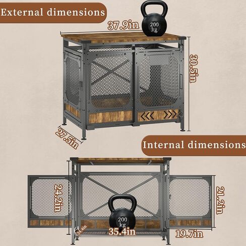 أثاث قفص الكلب المقاوم للمضغ للكلاب الصغيرة - تربية الأنبوب الصلب بيضاء بيضاء بيضاء مع درج تخزين وحصيرة ، طاولة نهاية مزخرفة داخلية in Kuwait