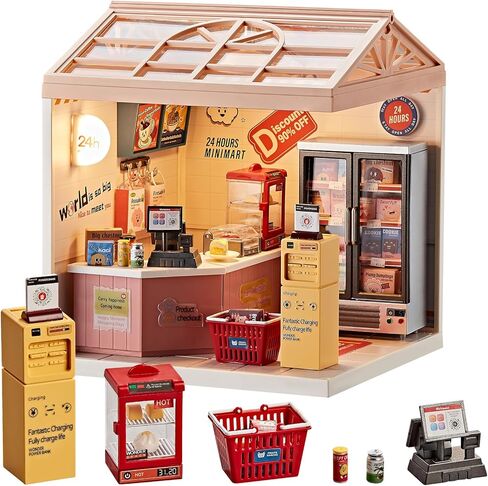 DIY Play Miniature Room Kit - 82pcs 1:20 Scale Dozy Dollhouse Room Toy مع LED Light & Plister Packaging ، نموذج منزل صغير قابل للاتصال للأطفال 8+ والمراهقين in Kuwait